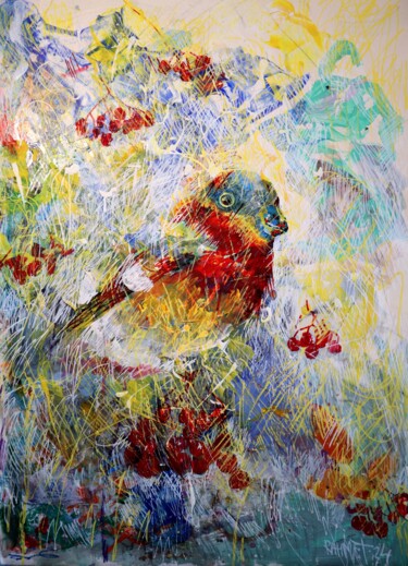 Картина под названием "Fantasy with Flower…" - Rakhmet Redzhepov, Подлинное произведение искусства, Акрил
