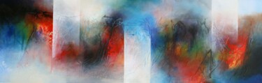 Schilderij getiteld "Abstract 21-06" door Wil Lof, Origineel Kunstwerk, Acryl Gemonteerd op Frame voor houten brancard