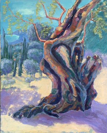 Patriarche millénaire Painting titled "Patriarche millénai…" by Loudmila Harscouet, Original Artwork, Oil Mounted on Wood Stretcher frame