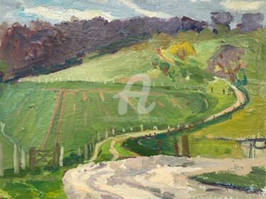绘画 标题为“Fields at Treyford” 由Georgina Rey, 原创艺术品, 油