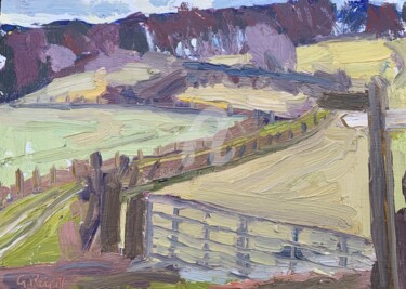 绘画 标题为“Fields and Sheep- T…” 由Georgina Rey, 原创艺术品, 油