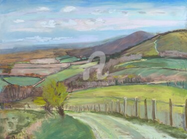 Painting titled "South Downs Way, Tr…" by Georgina Rey, Original Artwork, Pastel