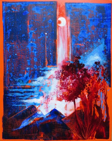 Mi piace di volare ! paysage enchanteur Peinture intitulée "Mi piace di volare…" par Clau Redier-Clément, Œuvre d'art originale, Encre Monté sur Autre panneau rigide