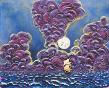 Peinture intitulée "Flying in the Ship’…" par Dragos Burghiu, Œuvre d'art originale, Acrylique