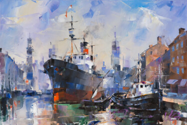 Painting titled "NEW CONTOURS Series…" by Volodymyr Glukhomanyuk, Original Artwork, Oil Mounted on Wood Stretcher frame