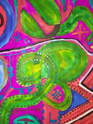 Peinture intitulée "La détente 1" par Coco Vewenda, Œuvre d'art originale, Encre