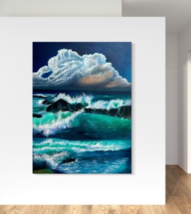 Peinture intitulée "Ocean Harmony: Swir…" par Lara Wasiljewa, Œuvre d'art originale, Huile