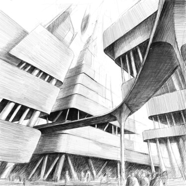 Réflexions sur la dystopie. Ville #4 Arts numériques intitulée "Réflexions sur la d…" par Anton Kiselev, Œuvre d'art originale, Travail numérique 2D