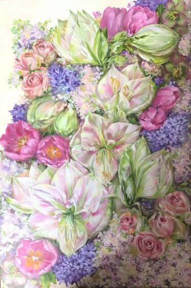 绘画 标题为“"Amaryllis". Series…” 由Viktoriia Korniienko, 原创艺术品, 油 安装在木质担架架上