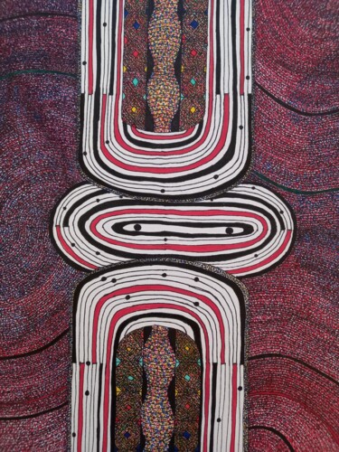 Painting titled "Totem 1" by Coco Vewenda, Original Artwork, Ink