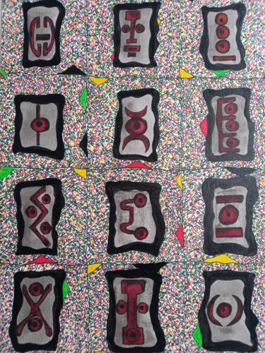 Painting titled "Totem 2" by Coco Vewenda, Original Artwork, Marker