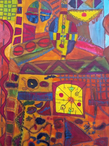 Peinture intitulée "La détente 4" par Coco Vewenda, Œuvre d'art originale, Encre