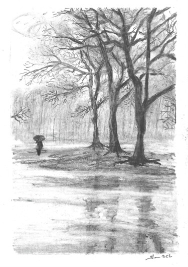 Painting titled "Uma tarde Fria" by Marcus Araújo De Caldevilla, Original Artwork, Pastel