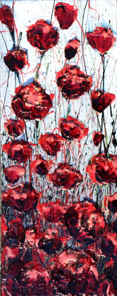 Картина под названием "poppies red 2024" - Donatella Marraoni, Подлинное произведение искусства, Масло