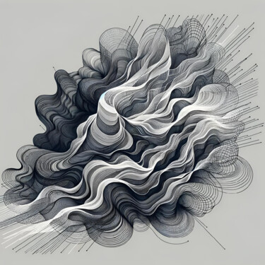 Undulating Waves in Monochrome Digital Arts titled "Undulating Waves in…" by Alberto Capitani, Original Artwork, AI generated image
