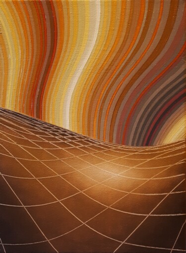 Peinture intitulée "Ondes gravitationne…" par Frédéric Letrun, Œuvre d'art originale, Huile Monté sur Châssis en bois
