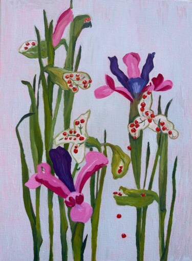 Rise of Irises: Enchantment of Flowers Painting titled "Rise of Irises: Enc…" by Irina Anis, Original Artwork, Oil Mounted on Wood Stretcher frame