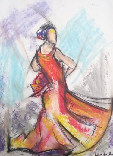 图画 标题为“Flamenco 13” 由Laudu, 原创艺术品, 粉彩