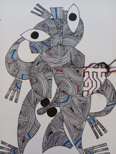 Painting titled "Prêt pour la revolu…" by Coco Vewenda, Original Artwork, Marker