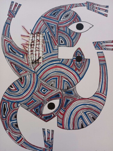 Painting titled "Acrobatie 3" by Coco Vewenda, Original Artwork, Marker