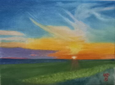 Pintura titulada "Campo verde al atar…" por Jose Oña Jurado, Obra de arte original, Oleo
