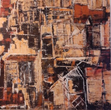 Painting titled "Urbanité" by Jeanne-Marie Delbarre, Original Artwork, Acrylic Mounted on Wood Stretcher frame