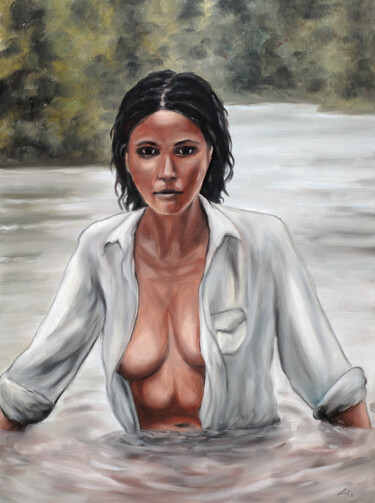 Schilderij getiteld "River 2" door Stanimir Stoykov, Origineel Kunstwerk, Olie