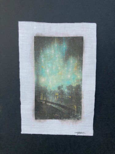Collages titled "La nuée bleue" by Marine Colombo, Original Artwork, Watercolor