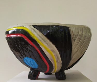 Sculpture intitulée "Vasque multicolore" par Dominique Jolivet, Œuvre d'art originale, Céramique