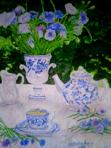 Garden In A Vase Number 1 Malarstwo zatytułowany „Garden In A Vase Nu…” autorstwa Sunshine Amos, Oryginalna praca, Akwarela
