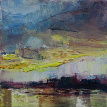 Pittura intitolato "Dans les nuages XXX…" da Marta Lipowska, Opera d'arte originale, Olio Montato su Telaio per barella in l…
