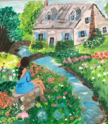 Peinture intitulée "Aux pays des fleurs" par Soisic, Œuvre d'art originale, Acrylique