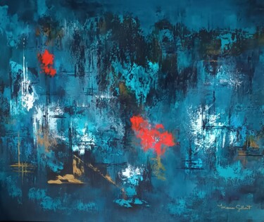 「Introspection」というタイトルの絵画 Manon Gilbertによって, オリジナルのアートワーク, アクリル ウッドストレッチャーフレームにマウント