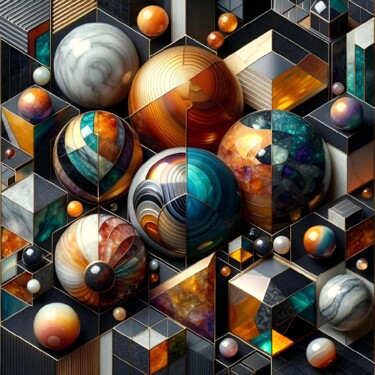 Cosmic Harmony: A Geometric Abstract Mosaic Digital Arts titled "Cosmic Harmony: A G…" by Alberto Capitani, Original Artwork, AI generated image