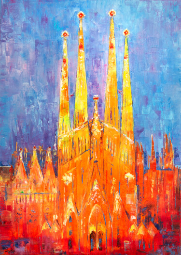 Sagrada Familia. Beautiful Moments Painting titled "Sagrada Familia. Be…" by Natalia Shchipakina, Original Artwork, Oil Mounted on Wood Stretcher frame