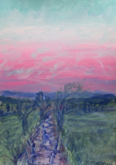 A TRAVERS LA PLAINE LE SOIR 3 Painting titled "A TRAVERS LA PLAINE…" by Georges Roques, Original Artwork, Acrylic