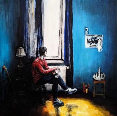 Painting titled "Looking out of the…" by Vaxo Lang, Original Artwork, Acrylic