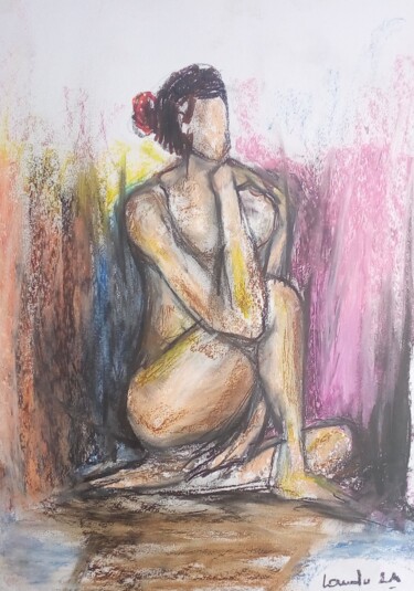 Tekening getiteld "Nu 3" door Laudu, Origineel Kunstwerk, Pastel