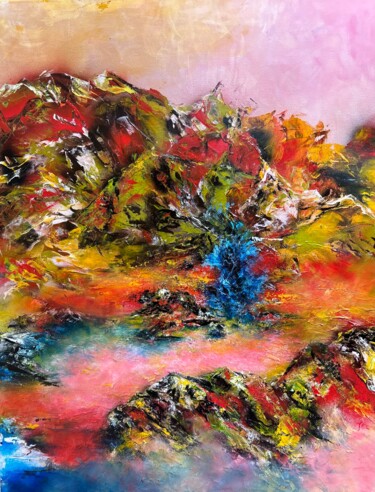 Painting titled "Matin rose" by Patricia Vimard, Original Artwork, Acrylic