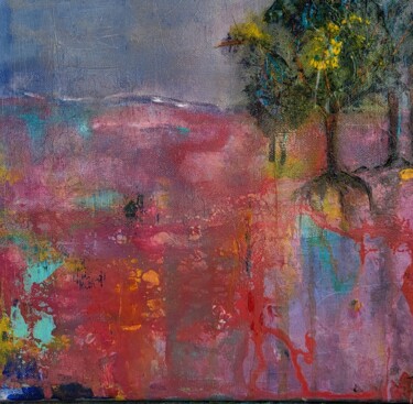 Malerei mit dem Titel "Arbres" von Sylvie Le Boulh, Original-Kunstwerk, Acryl Auf Keilrahmen aus Holz montiert