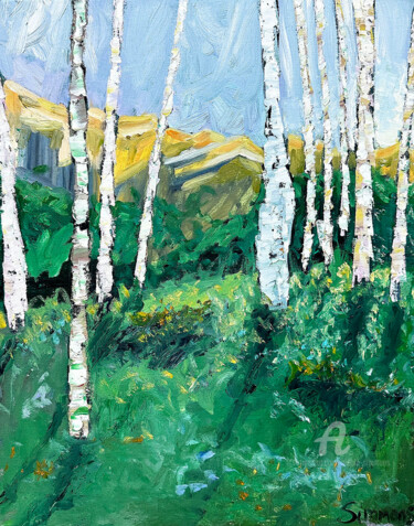 Painting titled "Sunny Salutation" by Nicole Simmons, Original Artwork, Oil