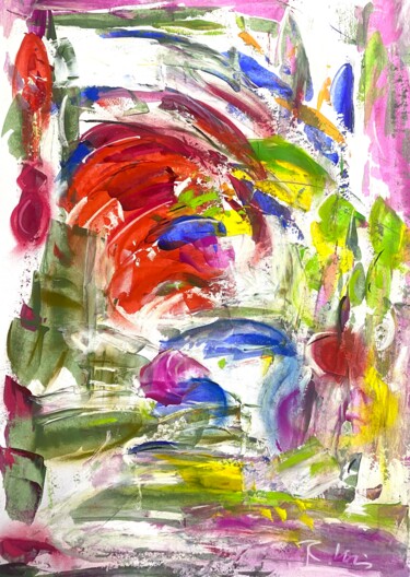 Painting titled "Autour de midi dans…" by Regine Blot, Original Artwork, Acrylic Mounted on Wood Panel