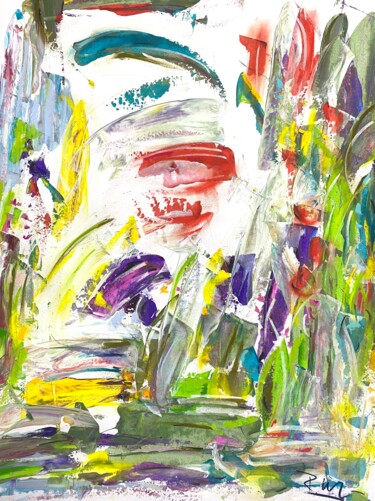 Painting titled "Champ avec fleurs e…" by Regine Blot, Original Artwork, Acrylic