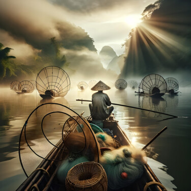 数字艺术 标题为“Départ matinal sur…” 由Art Digital Visuel, 原创艺术品, AI生成的图像