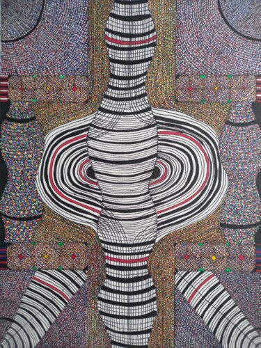 Painting titled "Un éléphant dans un…" by Coco Vewenda, Original Artwork, Marker