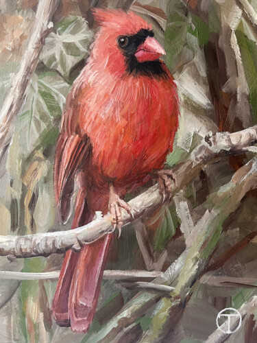绘画 标题为“Red cardinal 1” 由Olia Tomkova, 原创艺术品, 丙烯