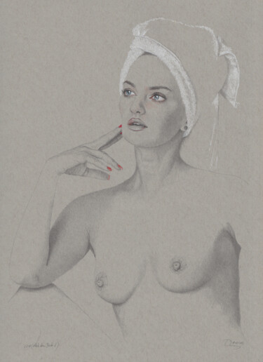 Nach dem Bade (22.18)" Tekening getiteld "Nach dem Bade (22.1…" door Walter Roos, Origineel Kunstwerk, Potlood