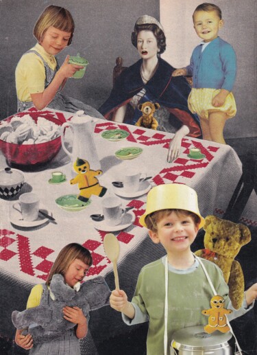 拼贴 标题为“Tea time” 由Emilie Desault, 原创艺术品, 拼贴