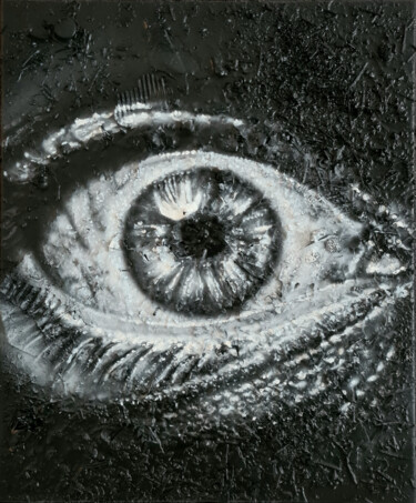 Schilderij getiteld "Focus" door Rebeb, Origineel Kunstwerk, Acryl Gemonteerd op Frame voor houten brancard