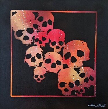 绘画 标题为“Skull Pyramid” 由Sohan_street, 原创艺术品, 喷漆 安装在木质担架架上
